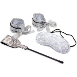 Ensemble Bondage et satin gris
